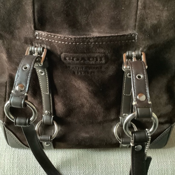 Beautiful Coach F12834 Dark Chocolate Suede Shopper Tote Shoulder Bag - Picture 3 of 11